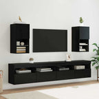 vidaXL Wandmontierte TV-Schränke mit LED 2 pcs Schwarz Eichen-Optik