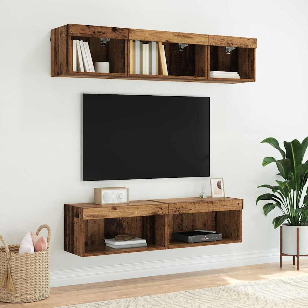 vidaXL TV-Schrankset mit LED Altholz 60 x 30 x 30 cm Holzwerkstoff