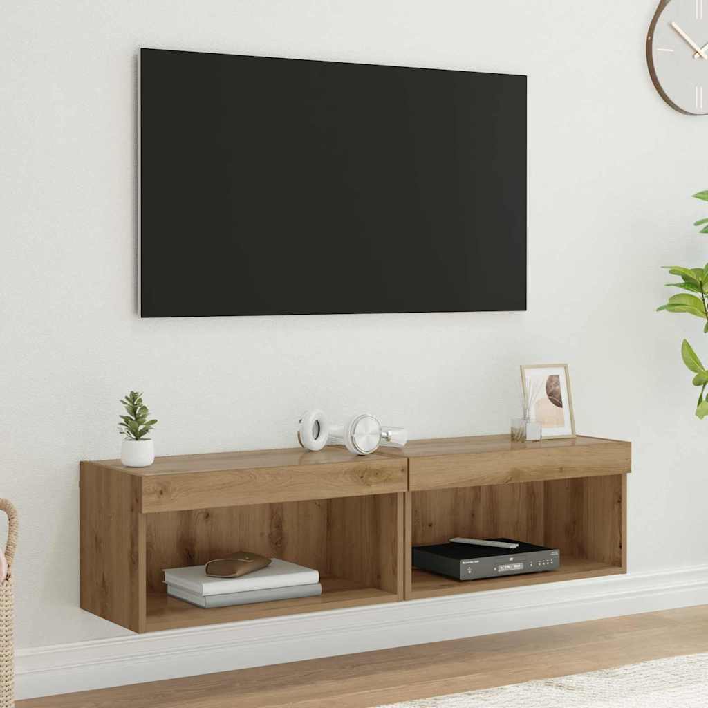 vidaXL TV-Schrankset 2 pcs Artisan-Eiche 60 x 30 x 30 cm Holzwerkstoff