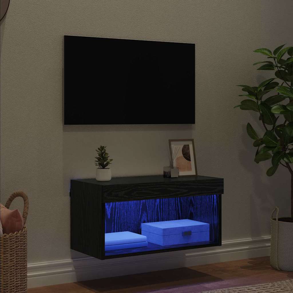 vidaXL TV-Schrankset mit LED Schwarz Eichen-Optik 60 x 30 x 30 cm