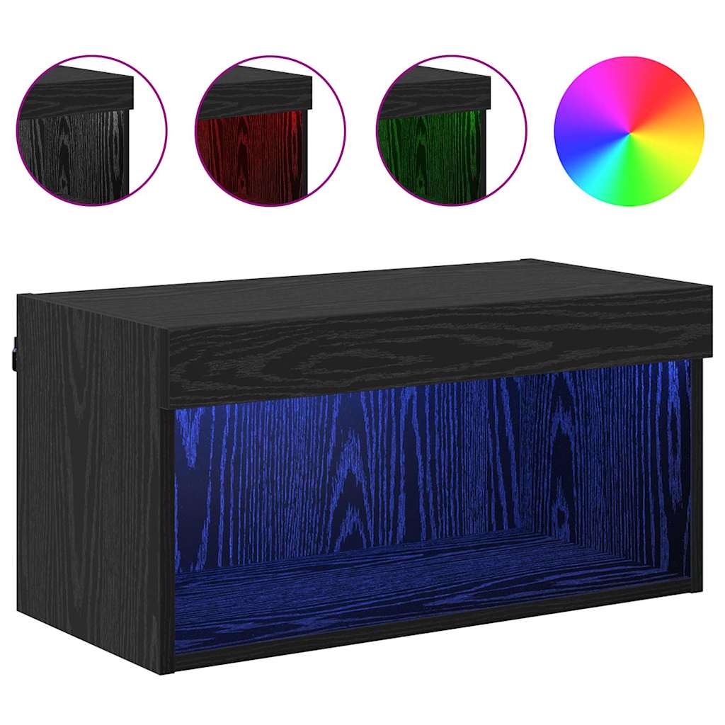 vidaXL TV-Schrankset mit LED Schwarz Eichen-Optik 60 x 30 x 30 cm