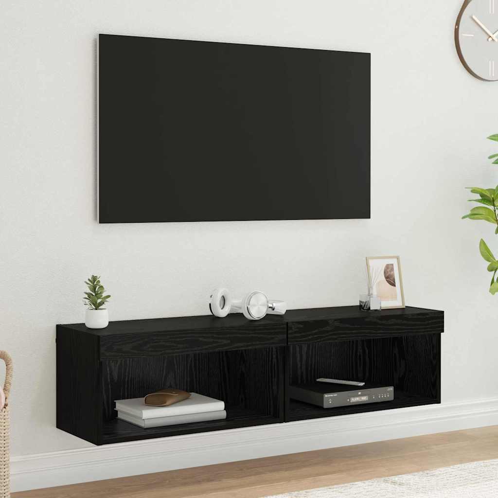 vidaXL TV-Schrankset 2 pcs Schwarz Eichen-Optik 60 x 30 x 30 cm