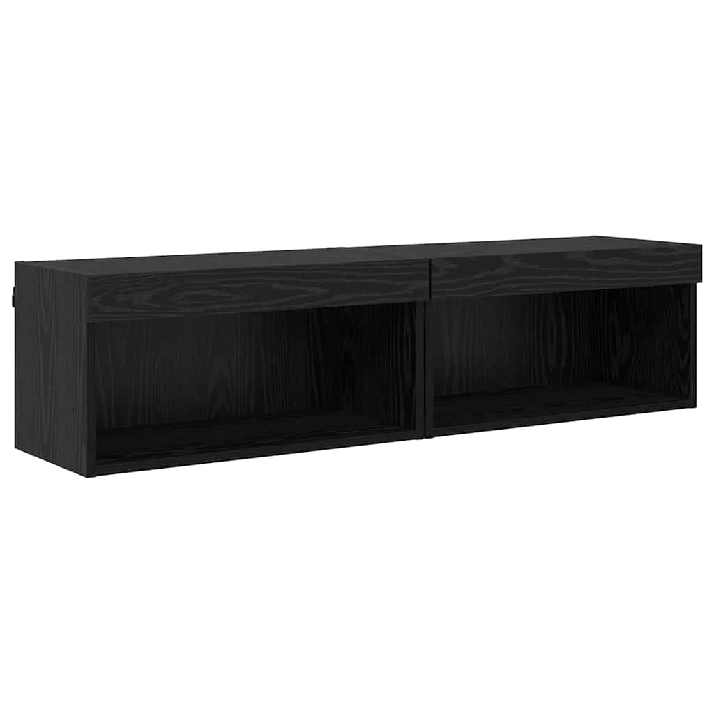 vidaXL TV-Schrankset 2 pcs Schwarz Eichen-Optik 60 x 30 x 30 cm