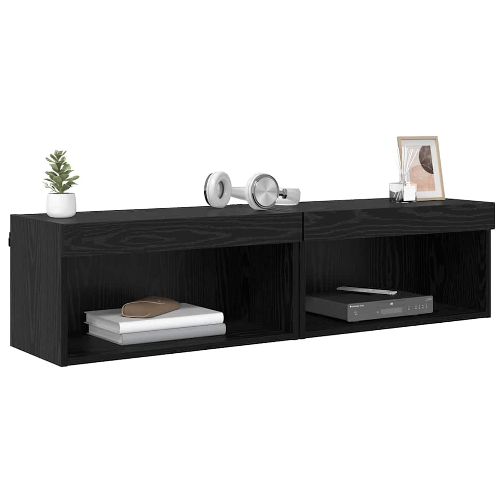 vidaXL TV-Schrankset 2 pcs Schwarz Eichen-Optik 60 x 30 x 30 cm