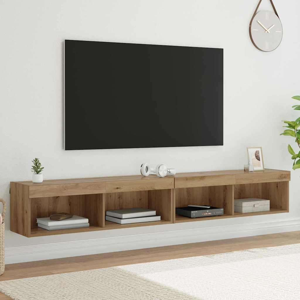 vidaXL TV-Schrankset mit LED 2 pcs Artisan-Eiche 100 x 30 x 30 cm