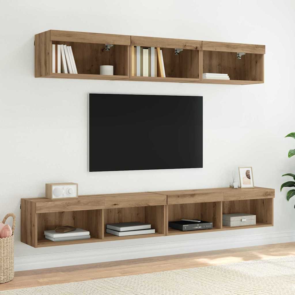 vidaXL TV-Schrankset mit LED 2 pcs Artisan-Eiche 100 x 30 x 30 cm