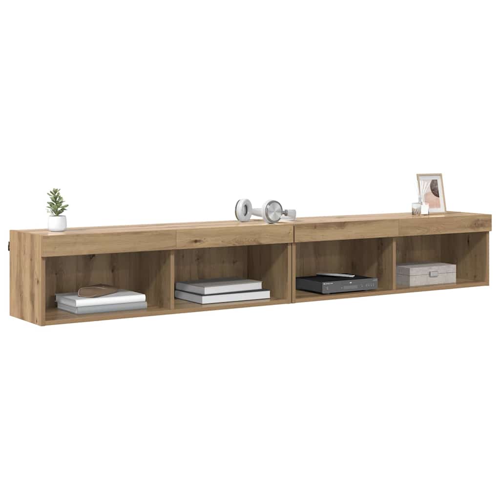 vidaXL TV-Schrankset mit LED 2 pcs Artisan-Eiche 100 x 30 x 30 cm