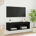 vidaXL TV-Wandschrank mit LED Schwarz Eichen-Optik 100 x 30 x 30 cm