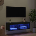 vidaXL TV-Wandschrank mit LED Schwarz Eichen-Optik 100 x 30 x 30 cm