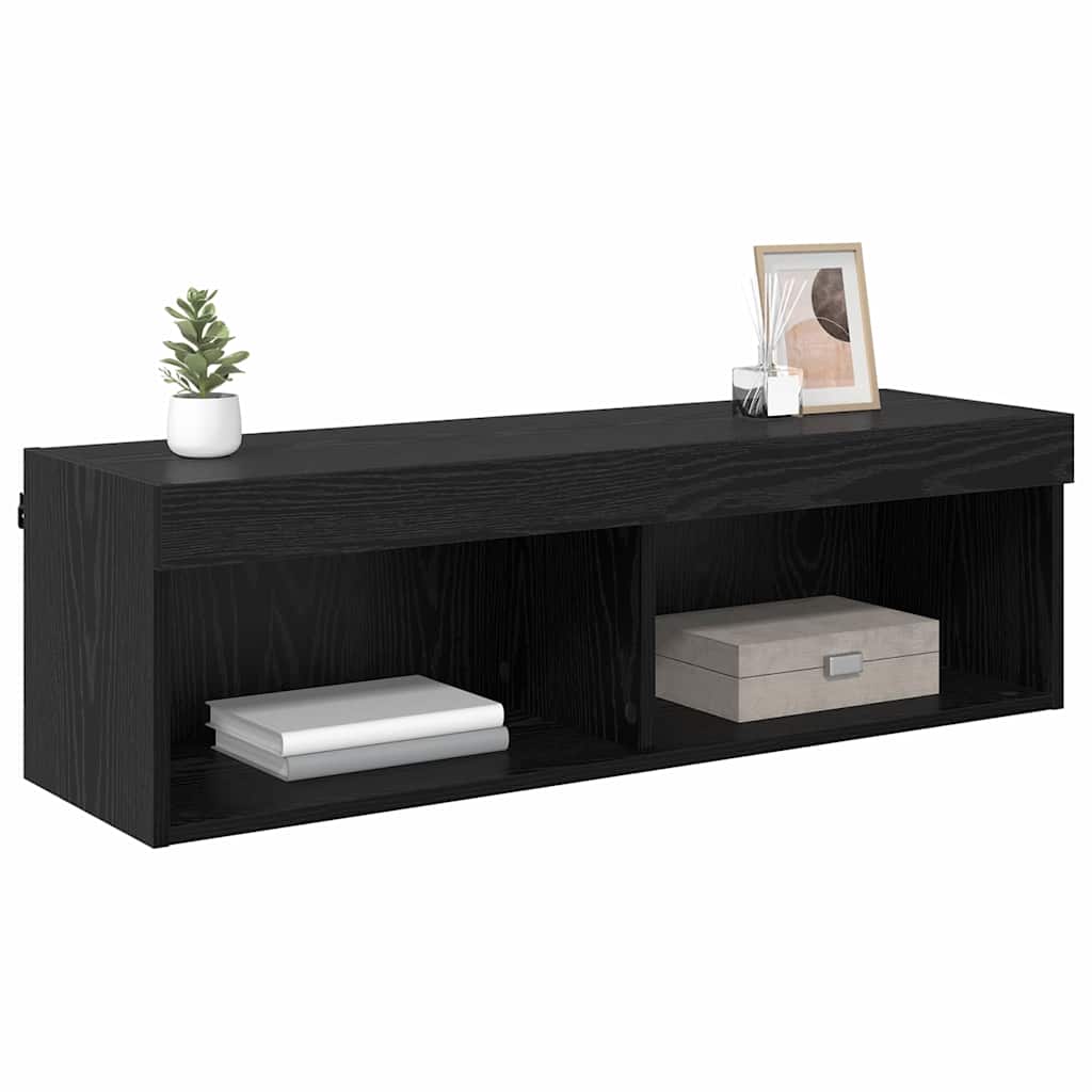 vidaXL TV-Wandschrank mit LED Schwarz Eichen-Optik 100 x 30 x 30 cm