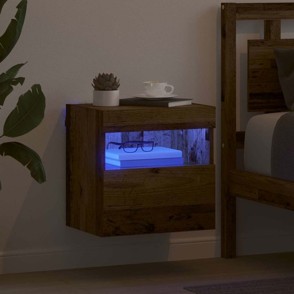 vidaXL TV-Wandschrank mit LED Altholz 40 x 30 x 40 cm Holzwerkstoff