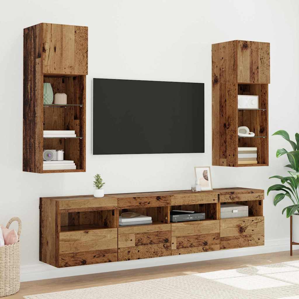 vidaXL TV-Wandschrank mit LED Altholz 40 x 30 x 40 cm Holzwerkstoff