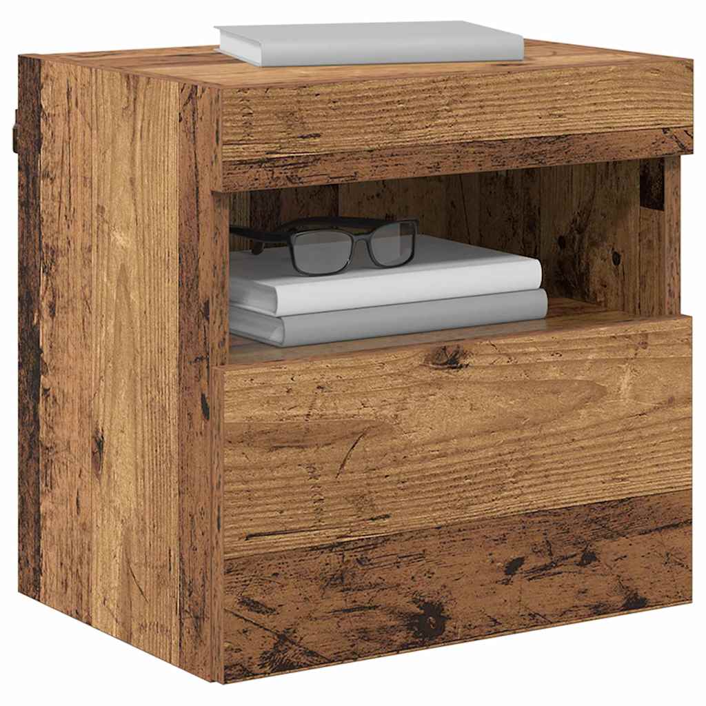 vidaXL TV-Wandschrank mit LED Altholz 40 x 30 x 40 cm Holzwerkstoff
