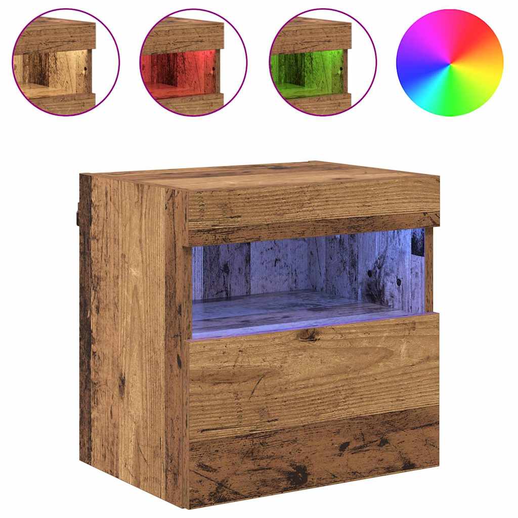 vidaXL TV-Wandschrank mit LED Altholz 40 x 30 x 40 cm Holzwerkstoff