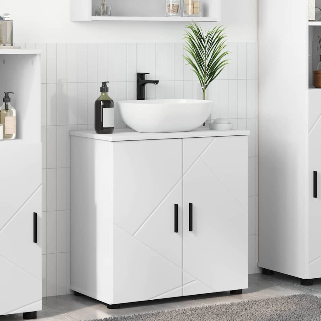 vidaXL Badezimmerschrank Weiß 61 x 35 x 64 cm Holzwerkstoff & Metall
