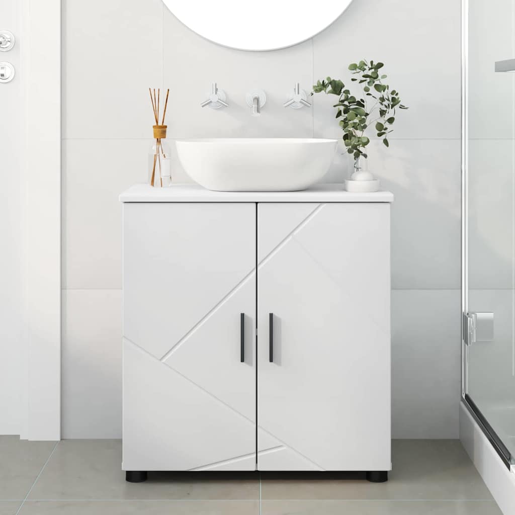 vidaXL Badezimmerschrank Weiß 61 x 35 x 64 cm Holzwerkstoff & Metall