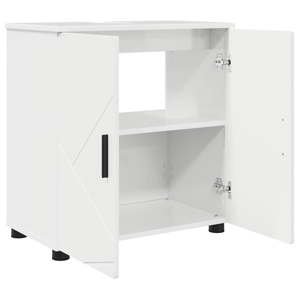 vidaXL Badezimmerschrank mit Speicher Hochglanz Weiß 61 x 35 x 64 cm