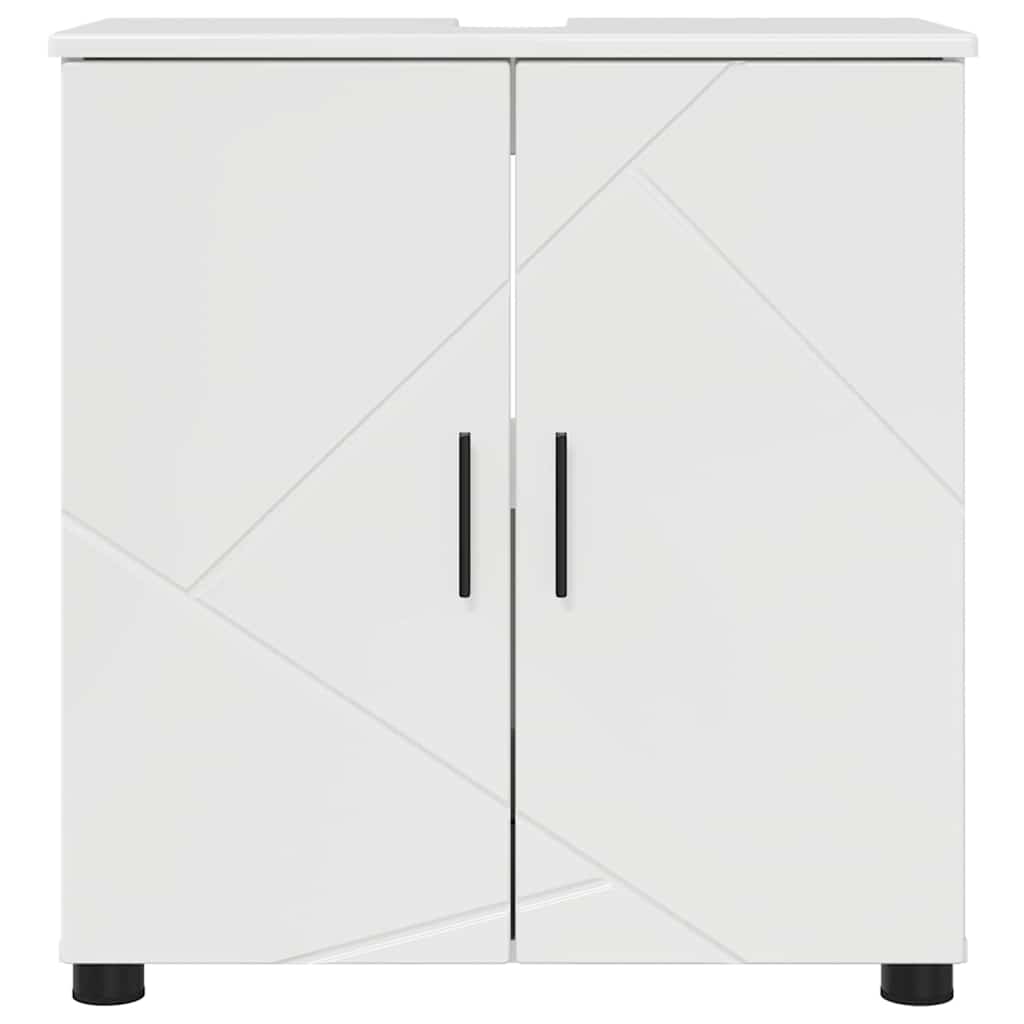 vidaXL Badezimmerschrank mit Speicher Hochglanz Weiß 61 x 35 x 64 cm