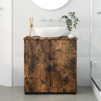 vidaXL Badezimmerschrank mit Tür Geräucherte Eiche 61 x 35 x 64 cm
