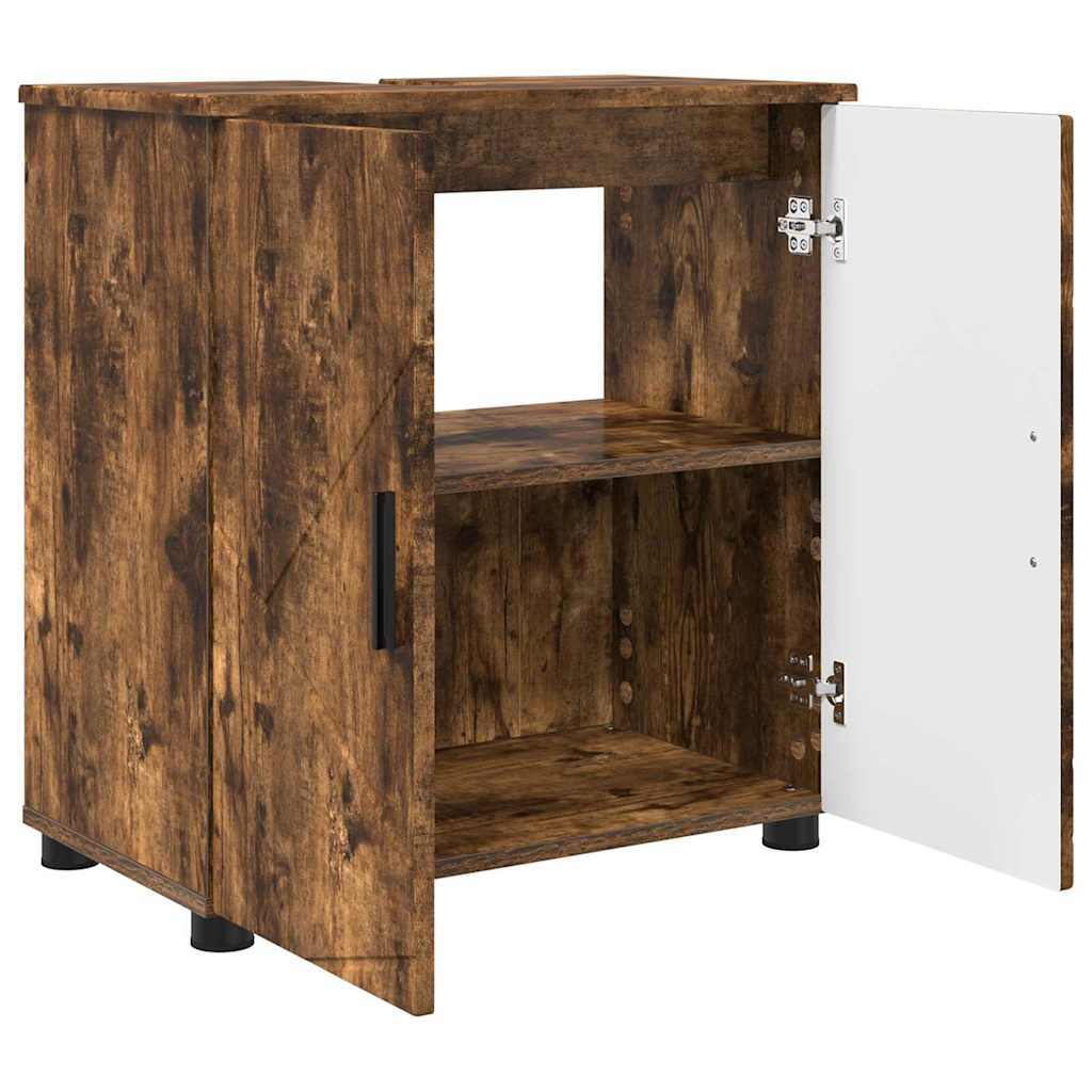 vidaXL Badezimmerschrank mit Tür Geräucherte Eiche 61 x 35 x 64 cm