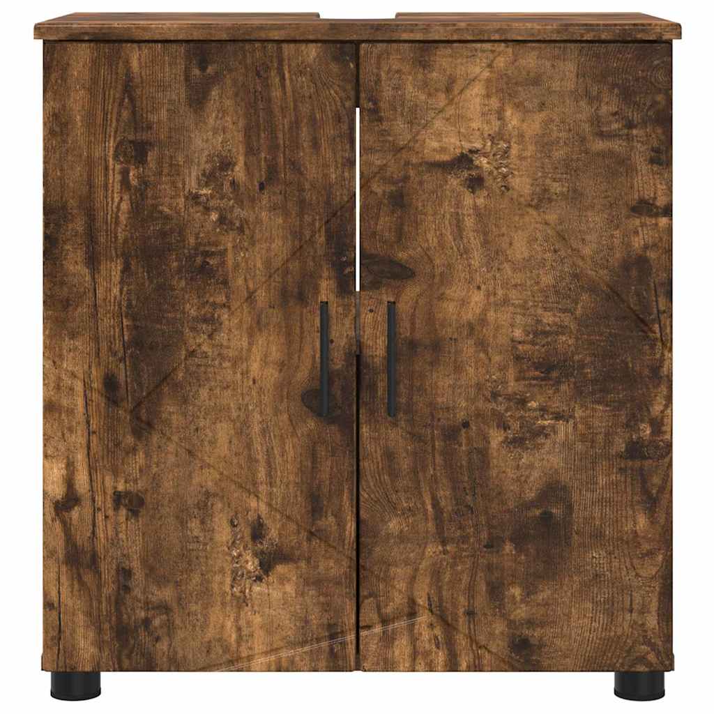 vidaXL Badezimmerschrank mit Tür Geräucherte Eiche 61 x 35 x 64 cm