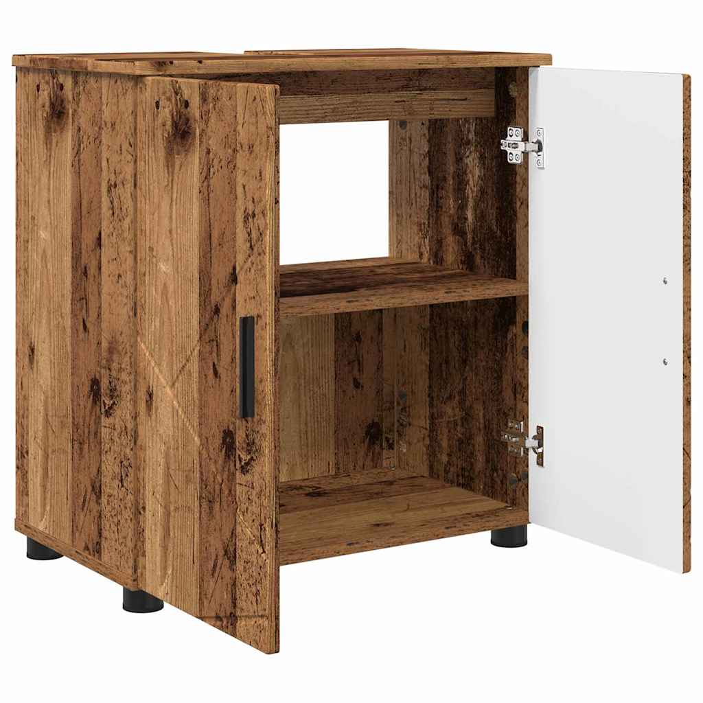 vidaXL Badezimmerschrank mit Speicher mit Tür Altholz 61 x 35 x 64 cm