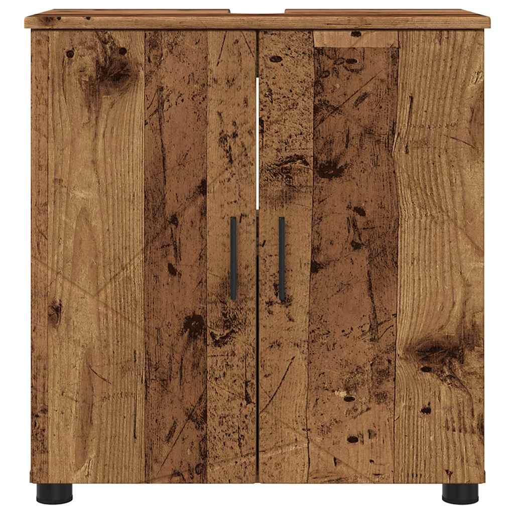 vidaXL Badezimmerschrank mit Speicher mit Tür Altholz 61 x 35 x 64 cm
