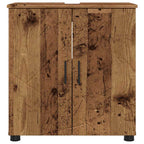 vidaXL Badezimmerschrank mit Speicher mit Tür Altholz 61 x 35 x 64 cm