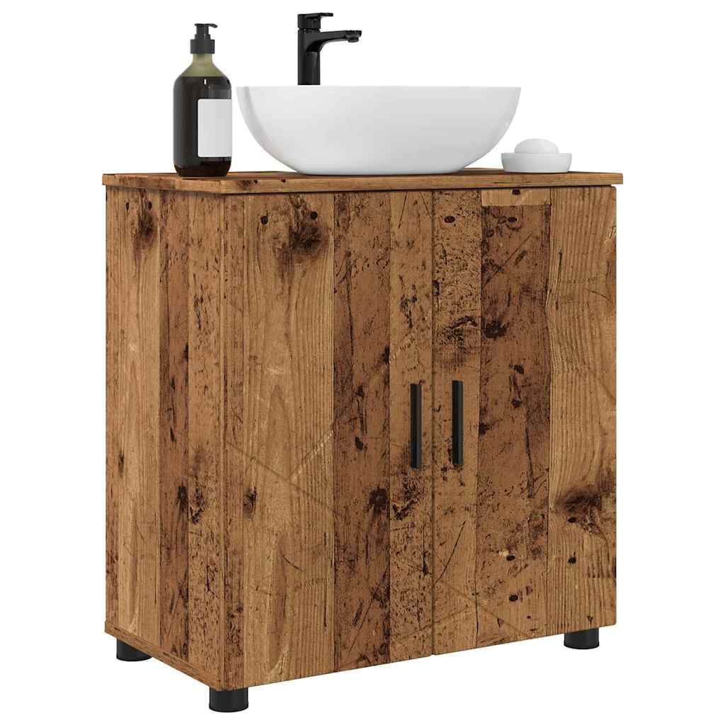 vidaXL Badezimmerschrank mit Speicher mit Tür Altholz 61 x 35 x 64 cm
