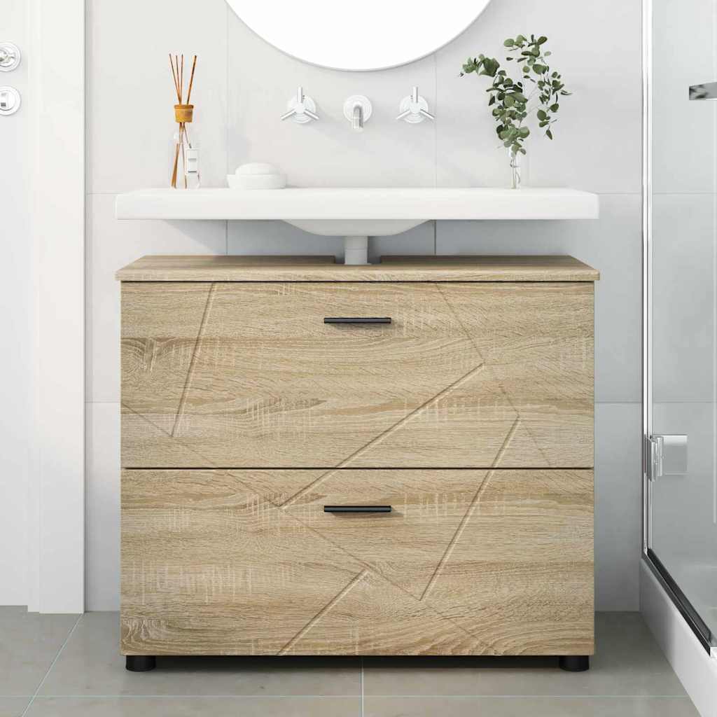 vidaXL Badezimmerschrank mit Schubladen Sonoma-Eiche 76,5 x 35 x 64 cm