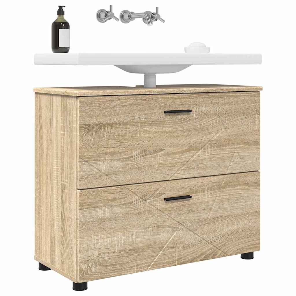 vidaXL Badezimmerschrank mit Schubladen Sonoma-Eiche 76,5 x 35 x 64 cm