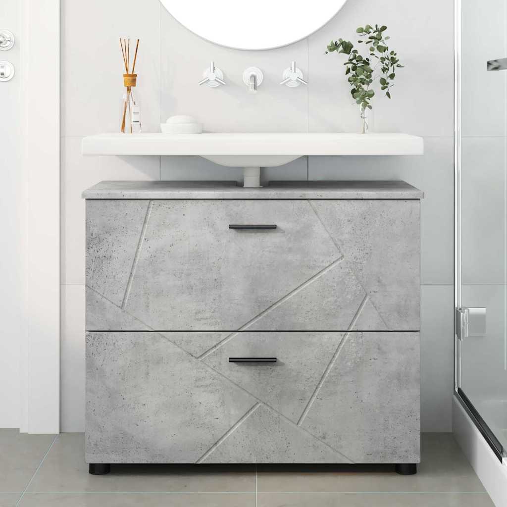 vidaXL Badezimmerschrank mit Schubladen Beton Grau 76,5 x 35 x 64 cm