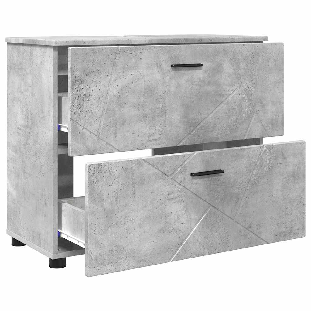 vidaXL Badezimmerschrank mit Schubladen Beton Grau 76,5 x 35 x 64 cm