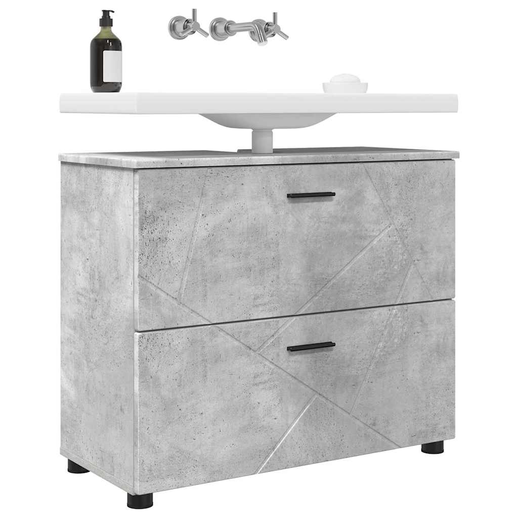 vidaXL Badezimmerschrank mit Schubladen Beton Grau 76,5 x 35 x 64 cm