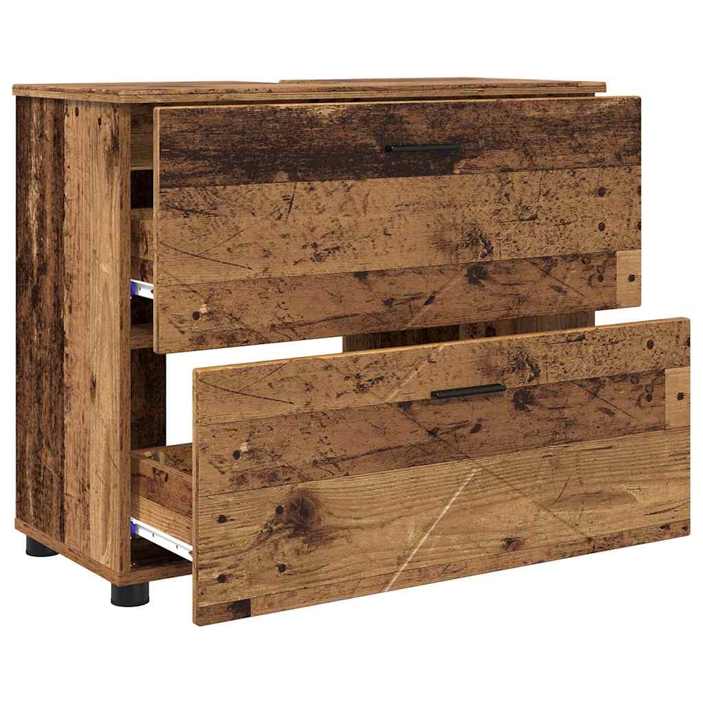 vidaXL Badezimmerschrank mit Schubladen Altholz 76,5 x 35 x 64 cm