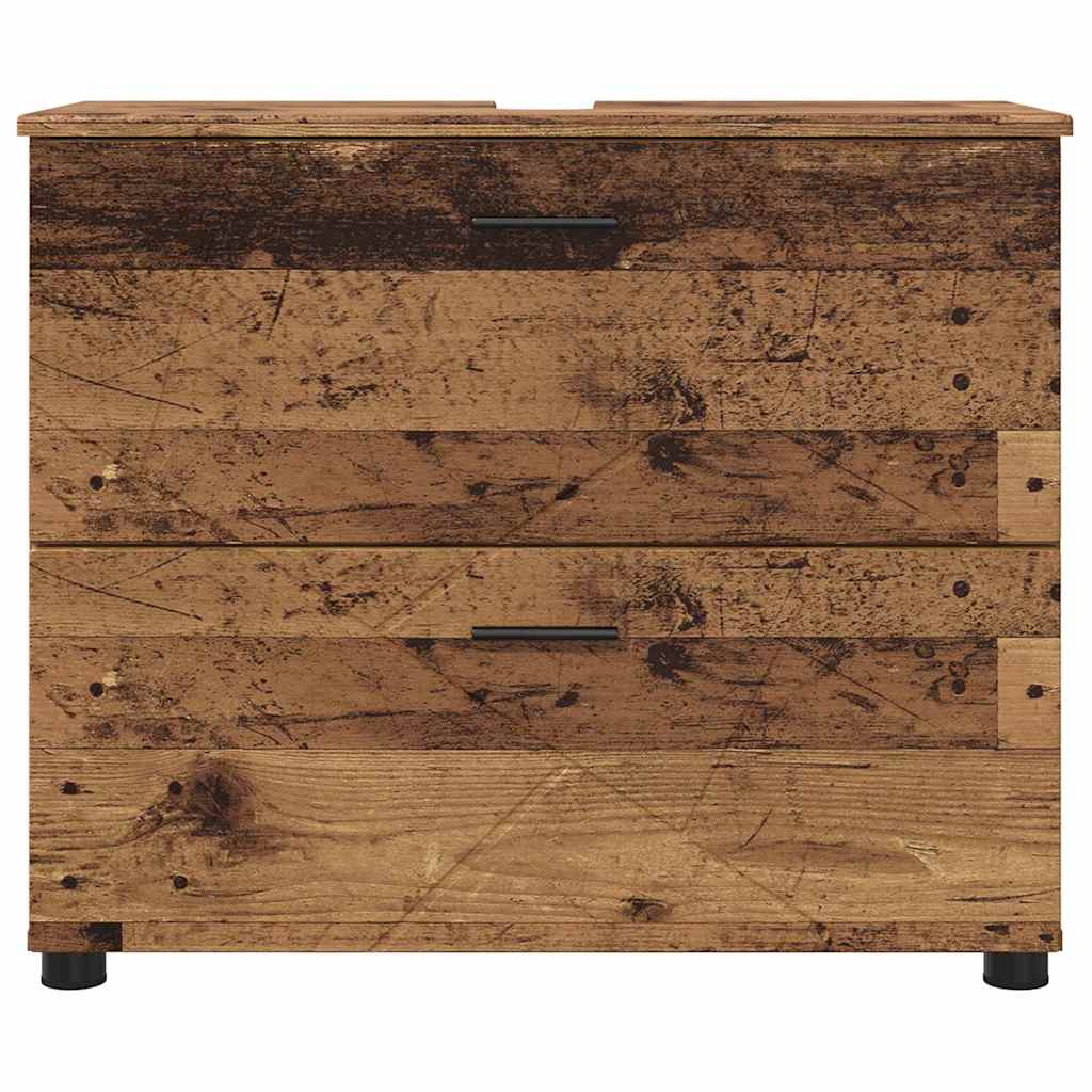 vidaXL Badezimmerschrank mit Schubladen Altholz 76,5 x 35 x 64 cm