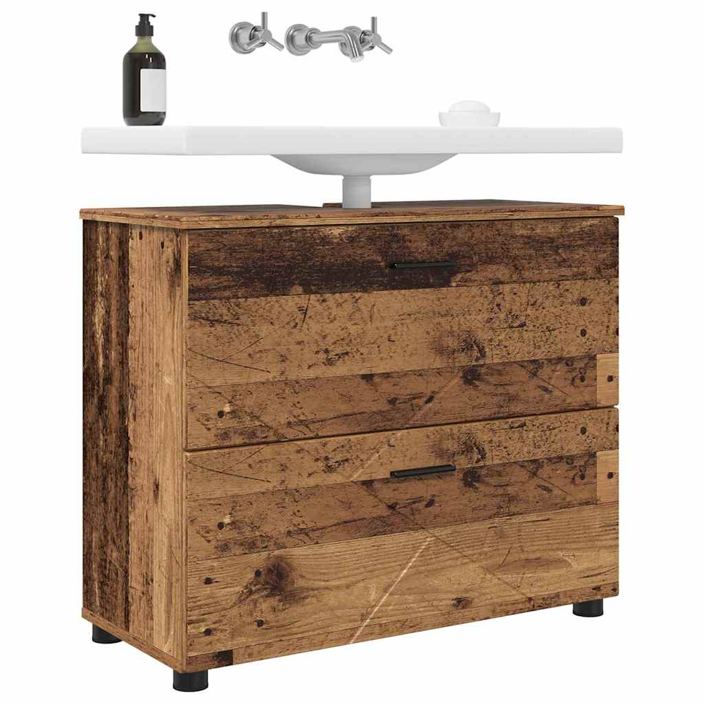 vidaXL Badezimmerschrank mit Schubladen Altholz 76,5 x 35 x 64 cm