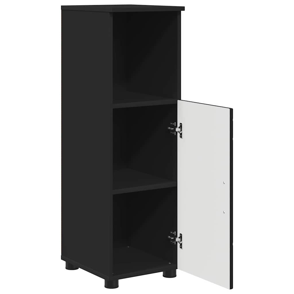 vidaXL Badezimmerschrank mit Speicher mit Tür Schwarz 30 x 35 x 95 cm