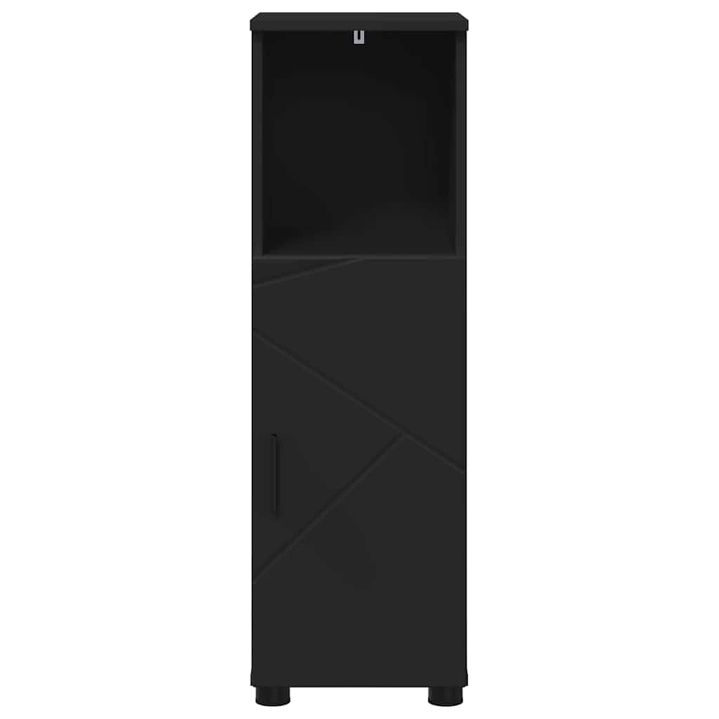vidaXL Badezimmerschrank mit Speicher mit Tür Schwarz 30 x 35 x 95 cm