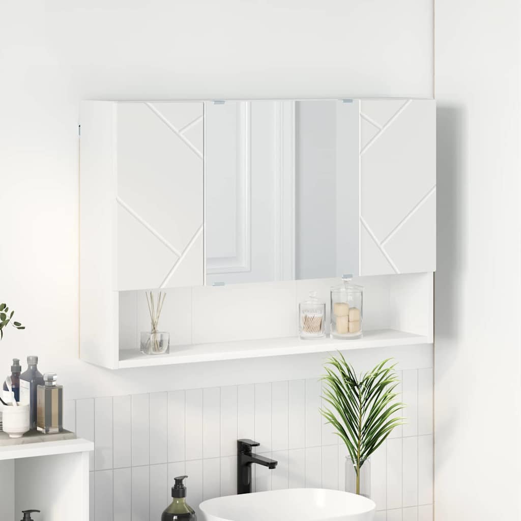 vidaXL Spiegelschrank Wandmontiert Weiß 80 x 17 x 55 cm Holzwerkstoff