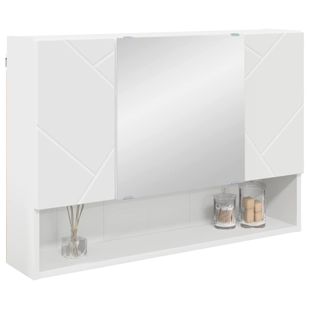 vidaXL Spiegelschrank Wandmontiert Weiß 80 x 17 x 55 cm Holzwerkstoff