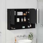vidaXL Spiegelschrank mit Tür Schwarz 80 x 17 x 55 cm Holzwerkstoff