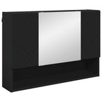 vidaXL Spiegelschrank mit Tür Schwarz 80 x 17 x 55 cm Holzwerkstoff
