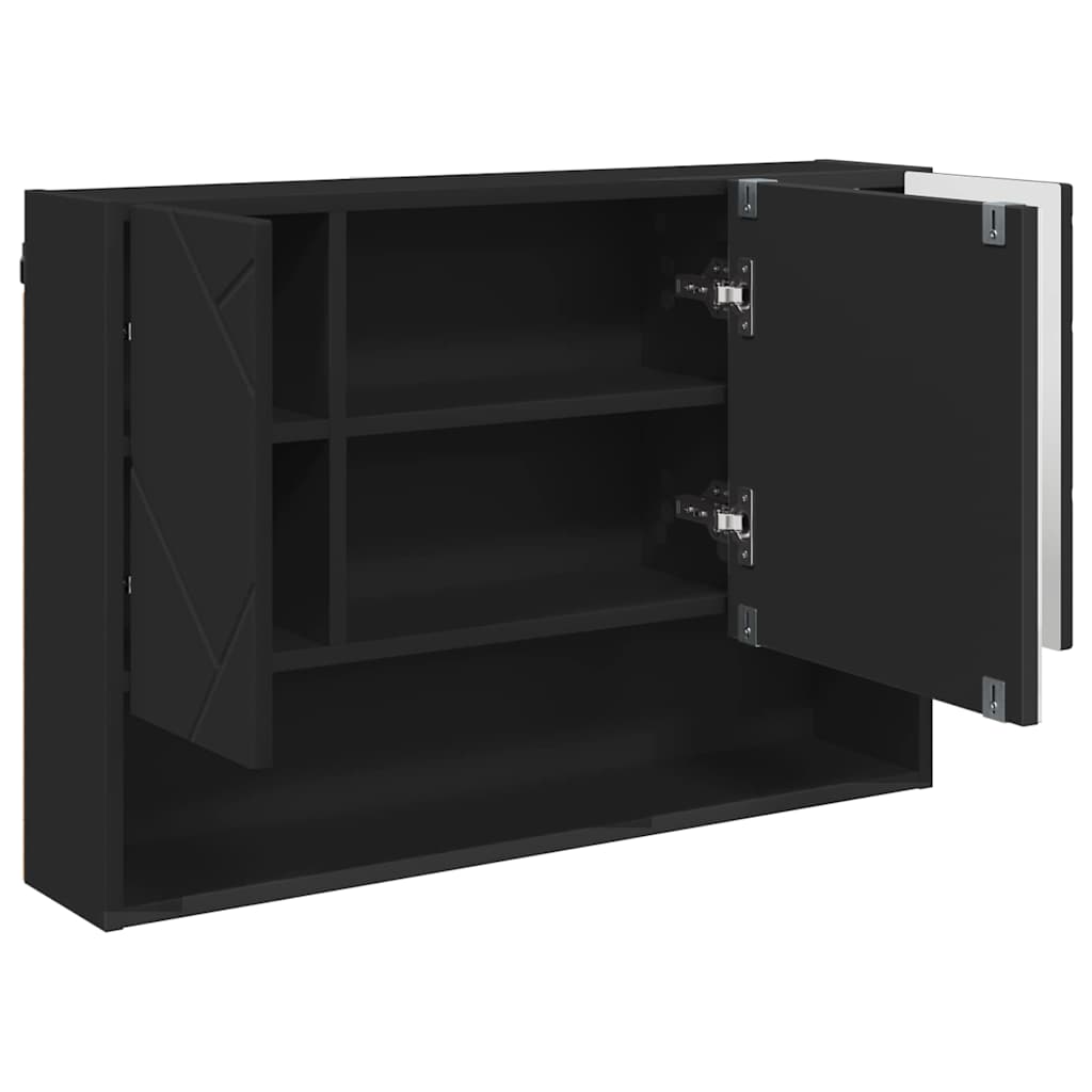 vidaXL Spiegelschrank mit Tür Schwarz 80 x 17 x 55 cm Holzwerkstoff