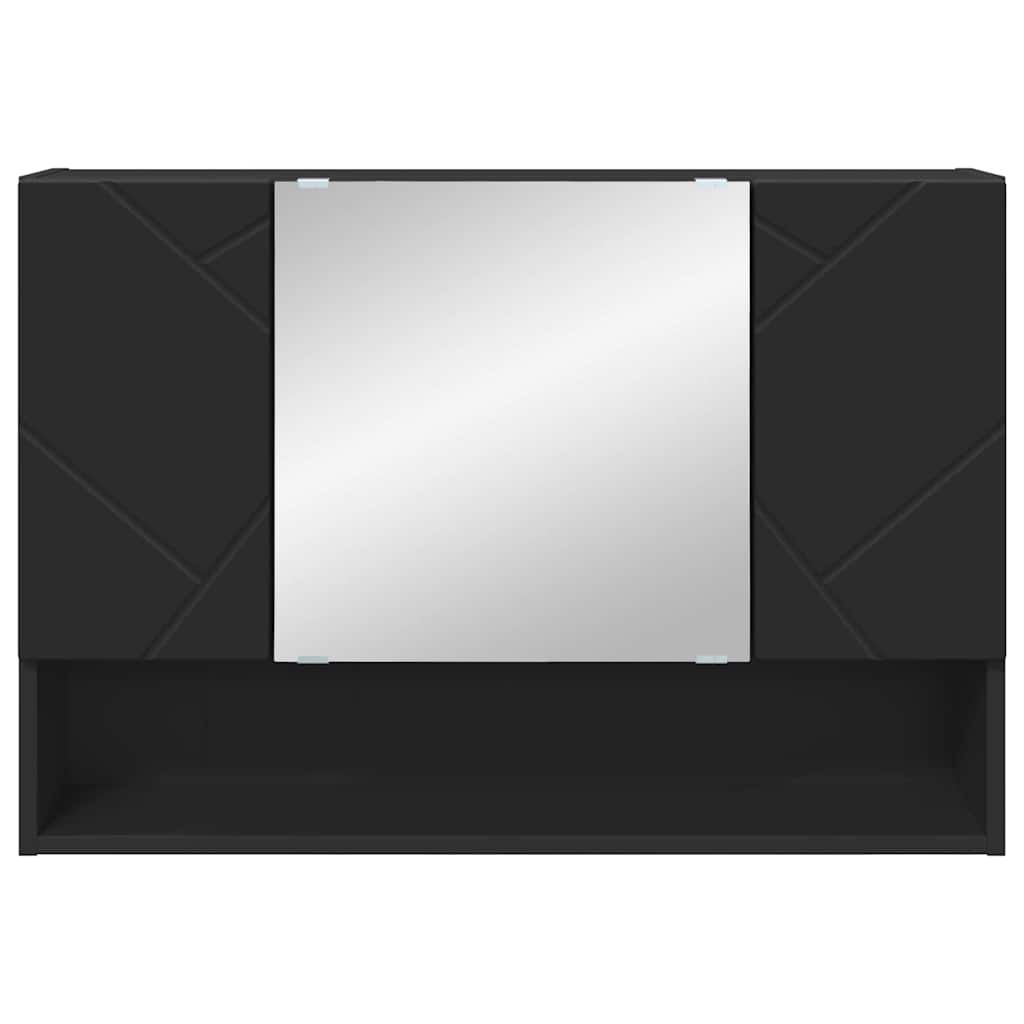 vidaXL Spiegelschrank mit Tür Schwarz 80 x 17 x 55 cm Holzwerkstoff