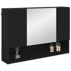 vidaXL Spiegelschrank mit Tür Schwarz 80 x 17 x 55 cm Holzwerkstoff