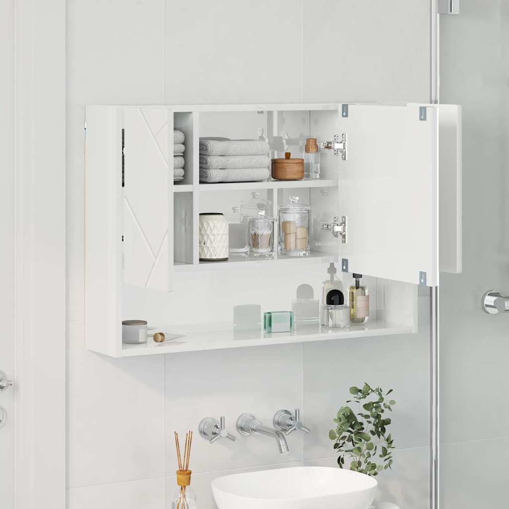 vidaXL Spiegelschrank Hochglanz Weiß 80 x 17 x 55 cm Holzwerkstoff