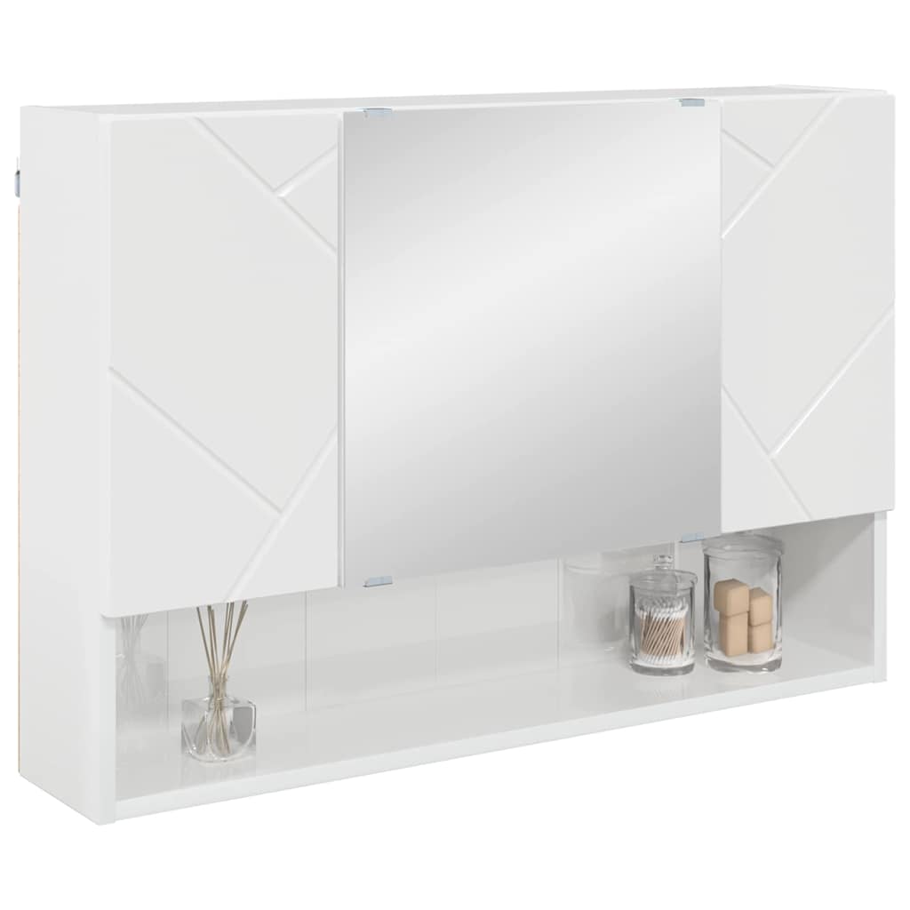 vidaXL Spiegelschrank Hochglanz Weiß 80 x 17 x 55 cm Holzwerkstoff