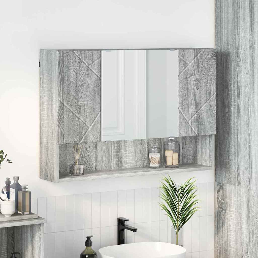 vidaXL Spiegelschrank Graues Sonoma 80 x 17 x 55 cm Holzwerkstoff