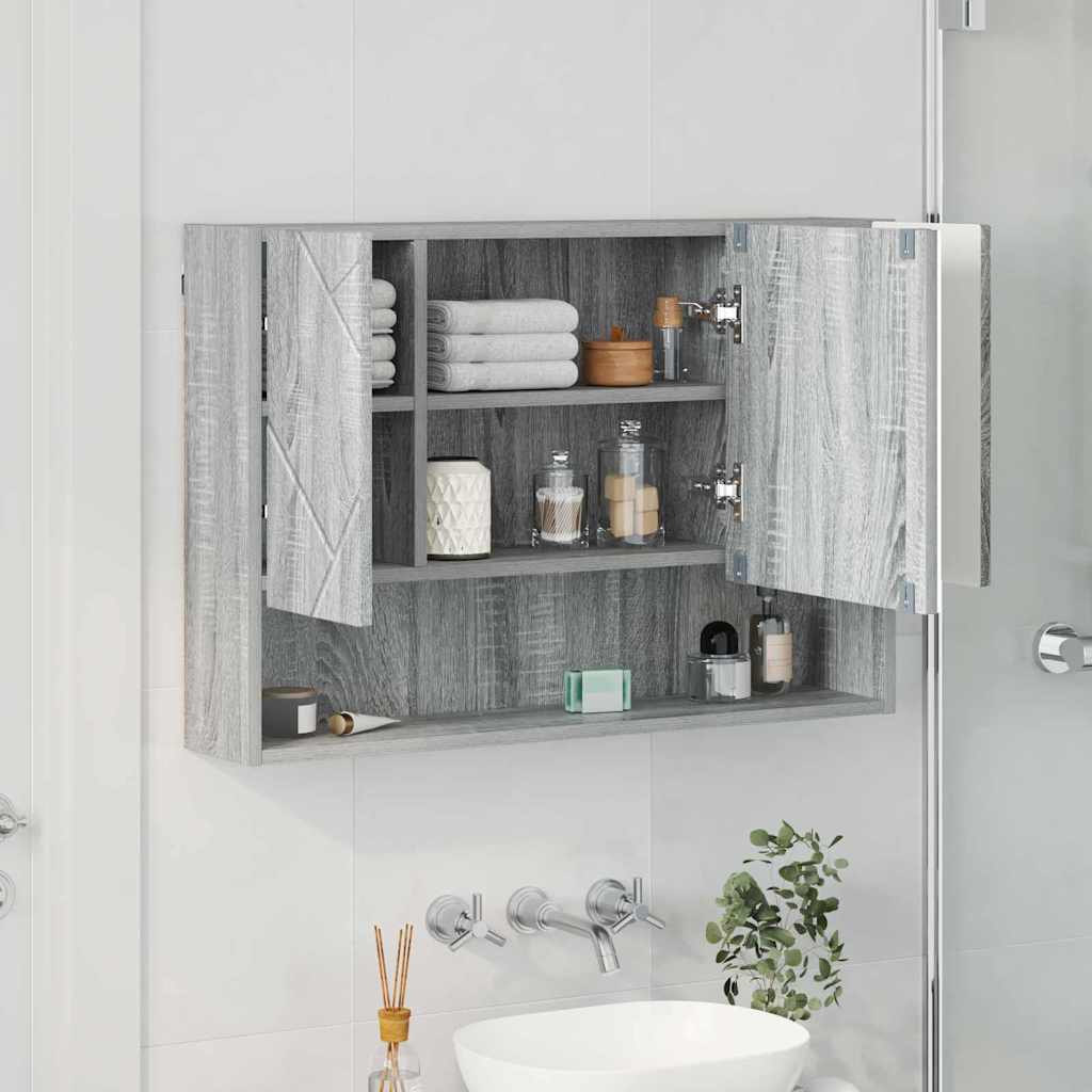 vidaXL Spiegelschrank Graues Sonoma 80 x 17 x 55 cm Holzwerkstoff